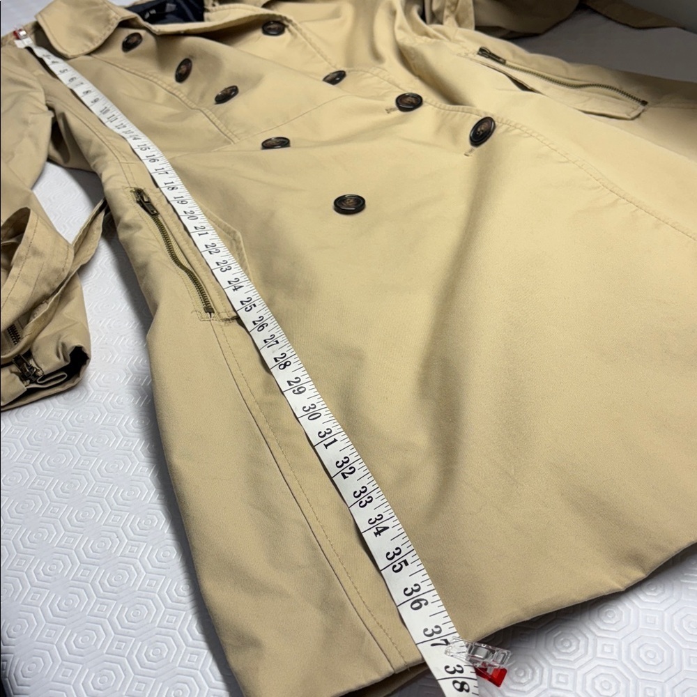 H and M Double Breasted Raglan Trench Coat Jacket Size 14 Colour Tan - Picture 15 of 15